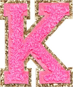 Bubblegum Glitter Varsity Letter Patches Letter Patches, Varsity Letter, Stoney Clover Lane, Stoney Clover, Letter K, Glitter, Pink