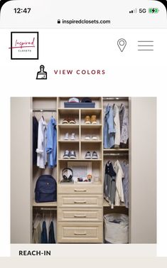 an image of a closet with clothes and shoes on it, which is also for sale