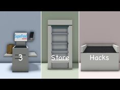 three different types of storage units with labels on them