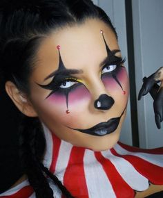 halloween face paint, young woman with clown makeup, in black and purple, wearing pale blue contact lenses, and black lipstick White Face Halloween, Easy Halloween Face Painting, Halloween Face Paint, Makeup Clown, Halloween Clown, Halloween Makeup Scary