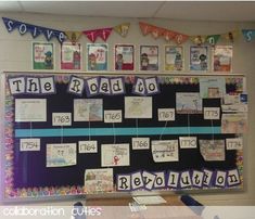 a bulletin board with pictures on it and the words'the road to revolution '