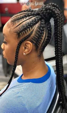 Trending Cornrows, Box Braids Pictures, Black Braided Hairstyles, Updo Braids, Long Box Braids, Braided Ponytail Hairstyles, Feed In Braid