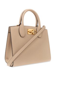 Studio Box Small Tote Bag from Salvatore Ferragamo Evening Double Handle Box Bag With Original Box, Beige Leather Satchel, Office Beige Shoulder Bag With Original Box, Valentino Garavani Bag, Small Tote Bag, Saint Laurent Shoes, Mini Shoulder Bag, Small Tote, Small Boxes