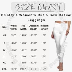 the leggings sizes chart for women's cut and sew casual pants