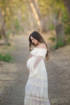 READY TO SHIP Boho Lace Maternity Gown Photography Long | Etsy White Off-shoulder Maternity Dress, Fitted White Maternity Dress For Baptism, White Long Sleeve Lace Maternity Dress, Maternity Gown Photography, Maternity Dress For Photoshoot, Bohemian Maternity, Lace Maternity Gown, Boho Maternity Dress, Dress For Photoshoot