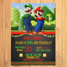 this is an image of a mario and luigi birthday party card for someones 30th birthday