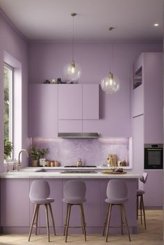 #lilac #lavender #pastel #1 #aesthetic #home #homedecor #house #homedesign #instagram #inspiration #instagood #interior #kitchen #kitchenrenovation #dinner #diningroomdecor Lavender Kitchen Ideas, Lilac Paint Color, Lilac Color Palette, Lavender Home Decor, Lilac House, Lilac Kitchen, Lilac Interior, Lavender Kitchen, Lavender Color Palette