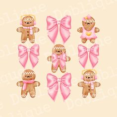 gingerbreads with pink bows and crowns on them are cut out from the paper