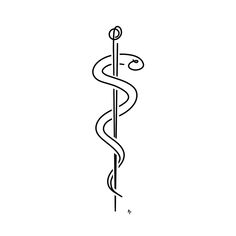 a black and white line drawing of a medical staff's cadus - rod