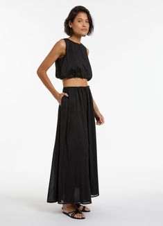 Jetset Shell Top - Black Luxury Black Gathered Skirt, Luxury Summer Women's Maxi Skirt, Sarong Pants, High Neck One Piece, Shell Top, Shell Tops, Black One Piece, Black Swimwear, Swimwear Sale