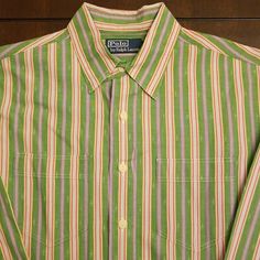 Polo Ralph Lauren Striped Ls Shirt Medium. Shirt Was Purchased New Professionally Laundered Once To Remove Store Wrinkles And Then Never Worn. Green With Purple, Red And Blue Vertical Stripes. Excellent Condition. Green Long Sleeve Shirt With Placket, Green Long Sleeve Tops With Placket, Green Spread Collar Shirt For Spring, Green Cotton Top With Spread Collar, Classic Multicolor Shirt For Spring, Classic Green Shirt For Spring, Green Cotton Top With Placket, Lauren Green, Vertical Stripes