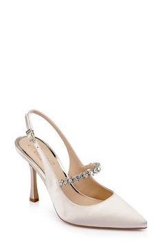 Glamorous Slingback Pumps With Heel Strap, Glamorous Formal Slingback Pumps With Heel Strap, Glamorous Slingback Pumps With 4-inch Heel, Glamorous Pointed Toe Slingback Pumps For Formal Occasions, Glamorous Crystal-embellished Slingback Pumps For Formal Occasions, Glamorous Slingback Pumps With 4-inch Heel For Formal Events, Glamorous Slingback Pumps With 4-inch Heel For Formal Occasions, Crystal Embellished High Heel Slingback Pumps For Formal Occasions, Glamorous Formal Slingback Pumps With 4-inch Heel