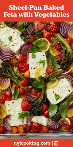 sheet pan baked feta with vegetables and tomatoes