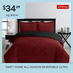 a red and black bed set with the price $ 34 99