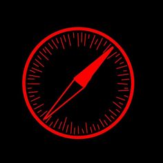 a red compass on a black background