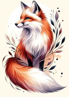 a red fox with leaves on it's back