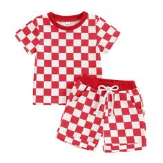 Get ready for a fun (and stylish) summer with our CHECKERS Summer Outfit! Designed for both baby boys and girls, this set includes a short sleeve checkered top and matching shorts. Perfect for keeping your little one cool and comfortable in the warm weather. Outfit With Tshirt, Tshirt And Shorts, Toddler Girl Outfits Summer, Checkered Top, Plaid Set, Toddler Girl Summer, Summer Shorts Outfits, Cotton Outfit, Cool Baby