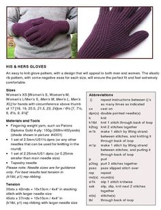 His & Hers Gloves PDF knitting pattern by FingertipsPatterns Diy Knitting Projects, Knit Slippers Free Pattern, Crochet Baby Mittens, Knitting Gloves Pattern, Fingerless Gloves Knitted Pattern, Knitting Patterns Free Beginner, Knitted Slippers Pattern, Knitting Paterns