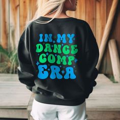 "Our Christmas delivery deadline has passed. Orders will still be accepted and processed as soon as possible, but will most likely not arrive by Christmas. Refunds will not be provided for orders that are delivered within their estimated time window. Customize this sweatshirt with your little dancer's name. Also, customize your colors! Pick two colors that best represent you or your dance studio. How To Order - Please make sure you have looked at all sizes and color charts. - Select from the various T-Shirt sizes and colors from scroll down menus. - Fill in the personalization box (if provided) as exemplified. - Click \"Add to cart\" button. You can turn back and add more items of different size and color. Order Process - Our processing time is 5-10 days. Your order will be ready to ship i Dance Sweatshirt, Dance Comp, Competition Dance, 12th Birthday, Dance Competition, Custom Sweatshirts, Dance Studio, Color Charts, Christmas Delivery