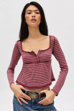 BDG Brittney Long Sleeve Babydoll Top | Urban Outfitters Mode Inspo, Babydoll Top, Dream Clothes, Fashion Killa, Cute Casual Outfits, Look Cool, Vintage Tops, Aesthetic Clothes, Fashion Inspo Outfits