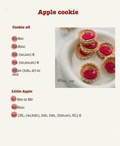 the recipe for apple cookies is displayed on a plate