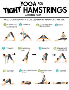 the yoga for tight hamstrings poster shows how to do it in different positions