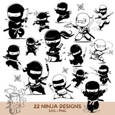 cartoon ninjas with different poses and expressions