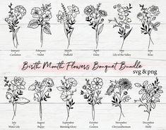 the different types of flowers that are in each flower bouquet, and how to draw them