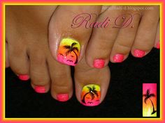 It`s all about nails #nail #nails #nailart Beach Toe Nails, Palm Tree Nail Art, Hawaii Nails, Beach Nail Designs