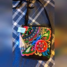 Colorful Embroidered Handbag Perfect For Any Outfit! 7 By 7 Size Casual Embroidered Crossbody Bag, Casual Embroidered Shoulder Bag For Gift, Casual Embroidered Shoulder Bag As Gift, Spring Festival Embroidered Bags, Pink Embroidered Handheld Bag, Spring Multicolor Embroidered Tote Shoulder Bag, Rectangular Bags With Multicolor Embroidery And Adjustable Strap, Multicolor Embroidered Rectangular Bags With Adjustable Strap, Rectangular Bag With Multicolor Embroidery And Adjustable Strap