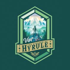 the kingdom of hyrule logo with an image of a man standing on top of a