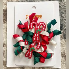 Gymboree Candy Cane Hair Clips -Nwt -Smoke Free Pet Free Home Candy Cane Hair, Pink Flower Headband, Plum Hair, Large Hair Bows, Cherry Hair, Glitter Headbands, Cat Ears Headband, Star Headband, Pink Headbands