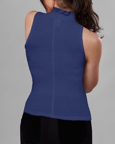 Very versatile top, can easily be worn at the office, with a pair of jeans, or as an elegant top for a long skirt. The back shaping seam is perfect for creating an hourglass silhouette. Made from our delicious buttery soft domestically produced rayon spandex. Made in USA providing jobs for American workers Pull over style Buttery soft rayon/spandex domestically produced fabric crew neck; cut in shoulders; back shaping seam High quality construction; Please order size according to bust measurement X-Small 31-32 Small 33-34, Medium 35-36, Large 37-38, X-Large 39-40 Model is 5'7" weighs 120 lbs wearing size x-small; Hand or machine wash gentle cycle, hang to dry or dry clean Stretch Crew Neck Top With Built-in Bra, Stretch Tops With Built-in Bra For Layering, Versatile High Neck Tank Top, Fitted Crew Neck Blouse For Layering, Fitted Turtleneck Blouse For Work, Elegant Funnel Neck Stretch Top, Fitted Solid Color Top For Work, Elegant Stretch Funnel Neck Top, Elegant Stretch Top With Funnel Neck