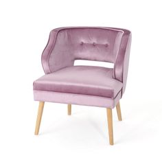 Richi Accent Chair,  Button Tufted Lavender Pink Velvet, Light Brown Wood By Casagear Home Mid Century Accent Chair, Tufted Side Chair, Tufted Accent Chair, Contemporary Accent Chair, Velvet Accent Chair, Velvet Accents, Mid Century Armchair, Light Lavender, Garden Items