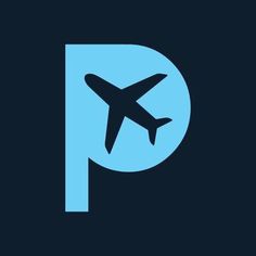 an airplane flying over the letter p