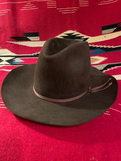 Vintage 'Beaver Hats' Brand Cowboy Hat, 10X Beaver fur felt. In good wearable condition. Size 7. Vintage Felt Hat With Flat Crown For Ranch, Vintage Flat Crown Felt Hat For Ranch, Western Winter Hat With Flat Crown, Western Style Winter Hat With Flat Crown, Vintage Felt Hat With Curved Brim For Outdoor, Brown Brimmed Felt Hat For Hunting, Winter Hunting Hat Band With Flat Brim, Brown Hat For Western-themed Winter Events, Brown Winter Hat For Western-themed Events