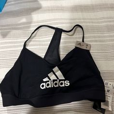 Brand New Adidas Casual Sports Bra, Black Activewear With Three Stripes For Gym, Black Striped Activewear For Gym, Spring Sports Bra In Black, Black Sports Bra For Spring, Spring Black Sports Bra, Adidas Casual Sports Bra For Training, Adidas Tennis Outfit, Adidas Farm