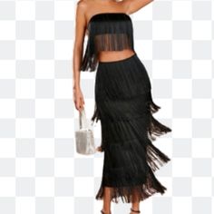 Lulus Sexy Fringed Tierred Midi Maxi Skirt Elegant Gala Black& White Themed Xl Tags @Lulus Sexy Fringed Tierred Midi Maxi Skirt Elegant Gala Black& White Themed Xl Party Fitted Fringe Skirt, Fitted Fringe Skirt For Party, Party Season Fringe Skirt For Night Out, Glamorous Black Skirt For Date Night, Black Fringe Skirt For Party, Black Fringe Mini Skirt For Party, Chic Fringe Mini Skirt For Party, Black Mini Skirt For Evening Parties, Black Mini Skirt For Evening Party Season