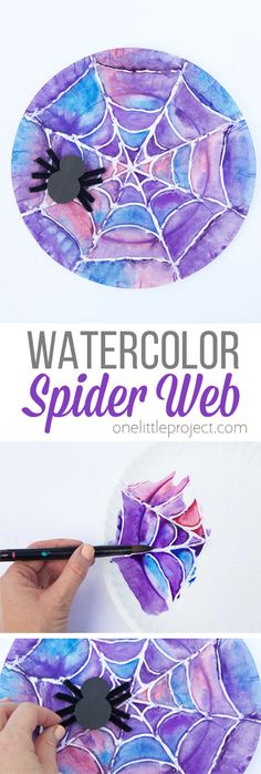 watercolor spider web is an easy art project for kids to do with their own hands