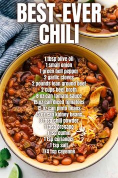 the best ever chili recipe in a bowl