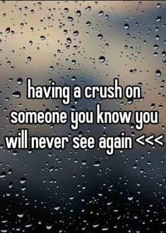 the words having a crush on someone you know you will never see again