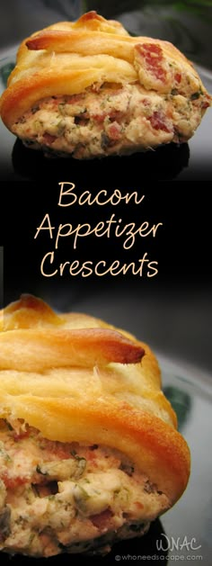 bacon appetizer crescents are stuffed with cheese and other toppings to be eaten