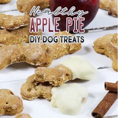 apple pie diy dog treats with apples in the background