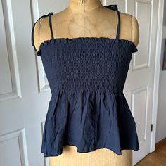 Shein Top Size: S Color: Navy Blue Peplum-Style Stretches Materials: 100% Polyester Condition: New Without Tags, Never Worn, Excellent Condition, No Stains Or Damage Open To Offers! Cheap Blue Camisole Tops, Cheap Blue Cami Camisole, Blue Cotton Cami Top, Blue Ruffled Straps Tank Top, Blue Ruffled Cami Tank Top, Tops Shein, Peplum Styling, Peplum Styles, Shein Tops