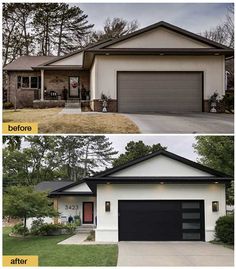 before and after photos of a house in the suburbs