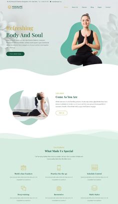 the website design for yoga studio, which is designed to look like a woman doing yoga