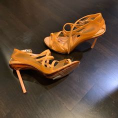 Brand New Jean Paul Gaultier X Melissa, A 10cm High Heeled Shoe Made Of Opaque And Transparent Plastics. Rare Color. Designer Orange Heels For Formal Occasions, Orange Patent Leather Heels For Party, Orange Padded Heel Evening Heels, Orange Open Heel Formal Heels, Orange Heels With Padded Heel For Evening, Orange Evening Heels With 4-inch Heel, Evening Orange Heels With Padded Heel, Orange Evening Heels With Padded Heel, Elegant Orange Heels With Wrapped Heel