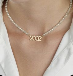 #jewelery#goldjewelery#uniquejewelery#gold Birth Year Necklace, Angel Number Necklace, Year Necklace, Date Necklace, Necklace With Pearls, Number Necklace, Anniversary Dates, Birth Year, Angel Number