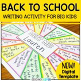 back to school writing activity for big kids with the words, letters and numbers on it