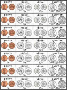 money worksheet for kids to practice counting and matching coins in order to learn how to count them